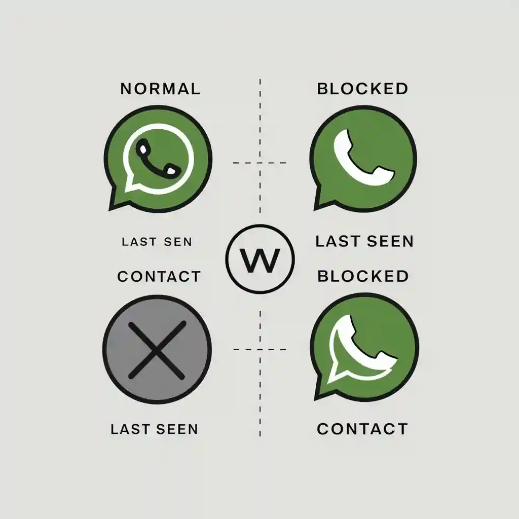 WhatsApp blocked contact with no profile picture or status updates.