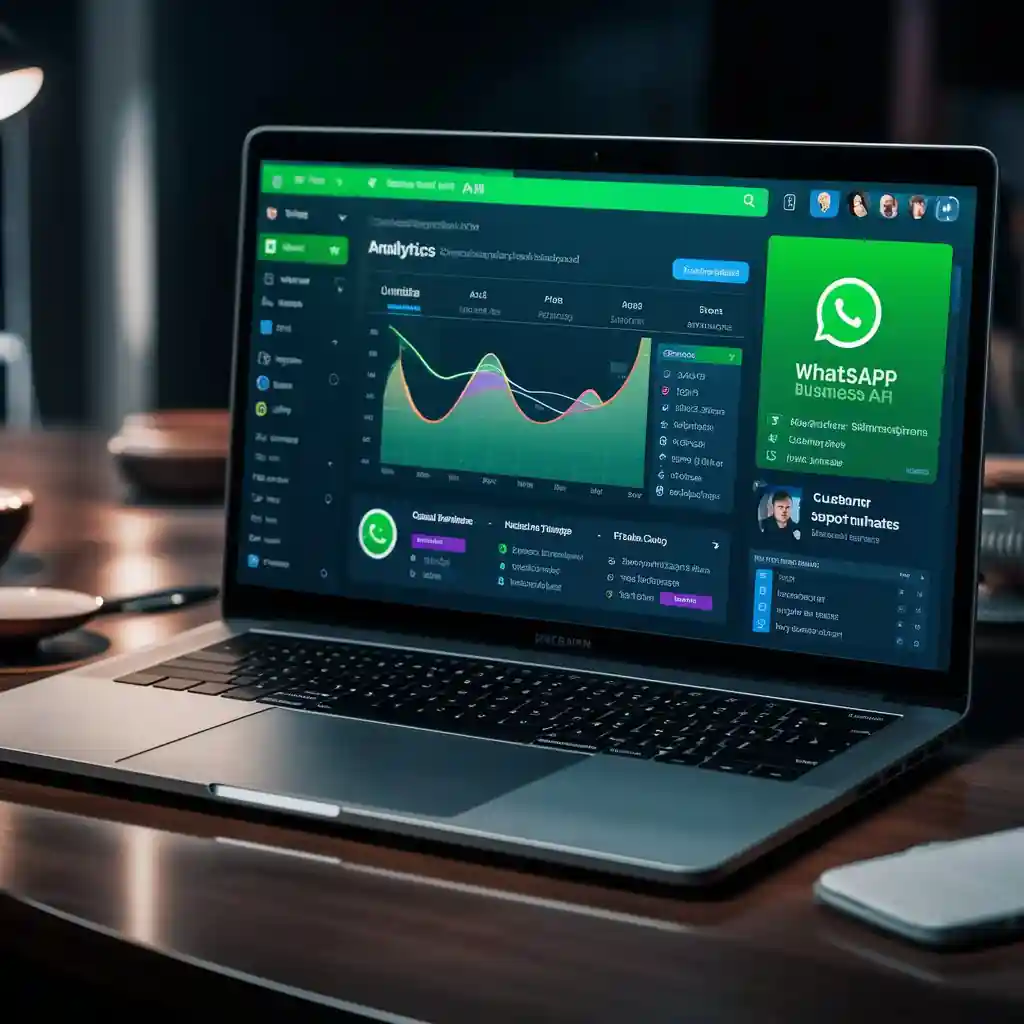 WhatsApp Business API dashboard displaying messaging and analytics features.