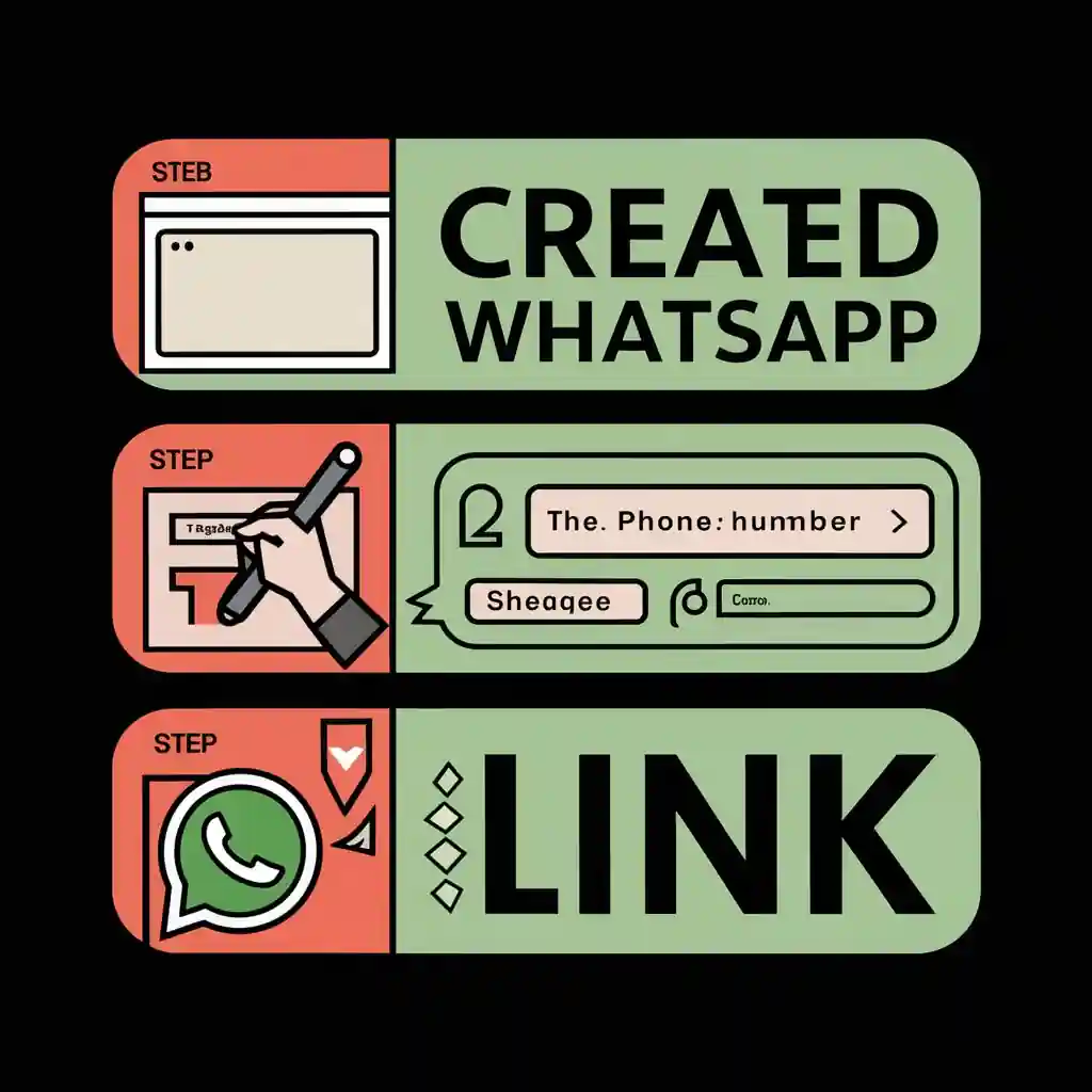 Step-by-step guide showing a user creating a WhatsApp link using an online form.